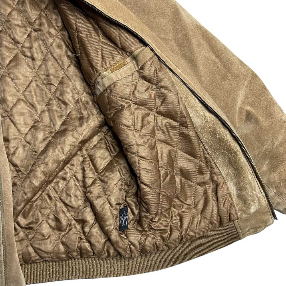 Roundtree‎ & Yorke Men’s Tan Suede Leather Bomber Jacket Size Medium - Picture 4 of 8